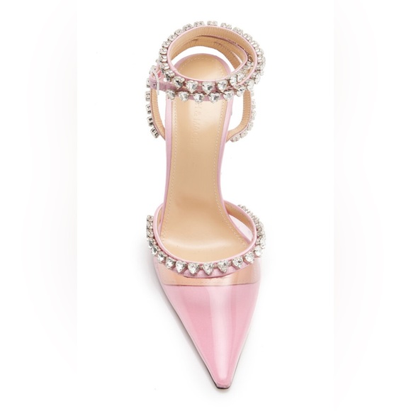 🆕 Mach & Mach Audrey Crystal Hearts Pink PVC Pumps - Picture 9 of 16
